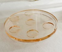 Additional picture of Lucite Round Seder Plate Kaarah Jewel Tone Amber 13.8"