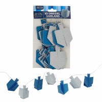 Additional picture of Chanukah Blue And Silver Dreidel Glitter Garland Decoration 9'