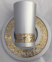 Additional picture of Yair Emanuel Kiddush Cup Anodized Aluminum Silver Trimmed with Gold Lace
