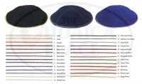 Additional picture of Navy Suede Kippah with Beige and White Trim