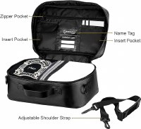 Additional picture of Tallit and Tefillin Faux Leather Travel Case Gold Embroidery Black