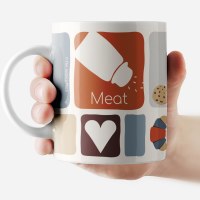 Additional picture of Jewish Mug Fleishig Geometric Earth Tone Meat Design 11oz