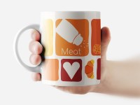 Additional picture of Jewish Mug Fleishig Geometric Meat Design 11oz