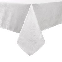 Additional picture of Jacquard Tablecloth White Brushstroke Pattern 70" x 144"