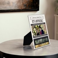 Additional picture of Personalized Tabletop Wedding Engagement Countdown Clock Newspaper Design 5" x 7"