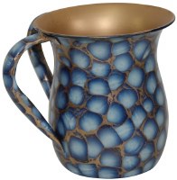 Additional picture of Stainless Steel Wash Cup Blue and Gold Marble Design