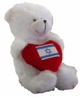 Additional picture of Teddy Bear with Israeli Flag Heart Red and White Small Size