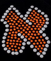 Additional picture of Stones of Class Custom Letter Velvet Kippah Neon Fill Orange