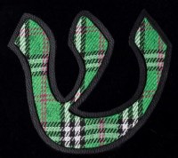 Additional picture of Stones of Class Custom Letter Velvet Kippah Plaid Green