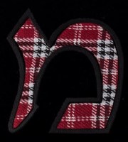 Additional picture of Stones of Class Custom Letter Velvet Kippah Plaid Red