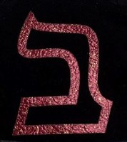 Additional picture of Stones of Class Custom Letter Velvet Kippah Leather Foil Red