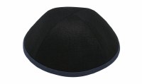 Additional picture of iKippah Black Linen with Gray Rim Size 5