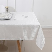 Additional picture of Jacquard Tablecloth White Mosaic Print 70" x 120"
