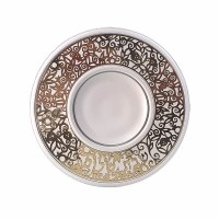Additional picture of Yair Emanuel Kiddush Cup And Plate Lace Cutout Design Accent Silver Gold
