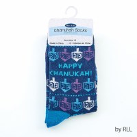 Additional picture of Chanukah Crew Socks Dreidels and Happy Chanukah Design Youth Size 1-5