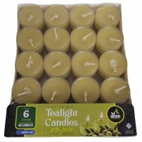 Additional picture of Olive Oil Tea Light Candles in Clear Cups 6 Hour Burntime 40 Pack