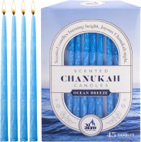 Additional picture of Scented Chanukah Candles Ocean Breeze Scent Blue 45 Count