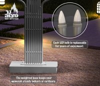 Additional picture of Metal Outdoor LED Menorah 4 Foot Tall Silver