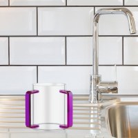 Additional picture of Round Lucite Wash Cup Colored Rectangle Handles Purple 5"