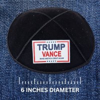 Additional picture of Yarmulke Trump Vance Logo 2024 Suede Black Large Size