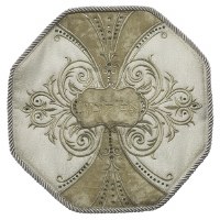 Additional picture of Pesach Set Velvet and Brocade 4 Piece Floral Design Off White Brown