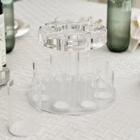 Additional picture of Lucite Kiddush Wine Fountain Large Kiddush Cup with 8 Small Cups White 11"