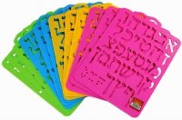 Additional picture of Plastic Stencil of Hebrew Aleph Bais 1.5" Character Height Assorted Colors - Single Sheet