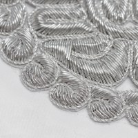 Additional picture of Atara Gefluchtene Silver Bullion Wire Embroidered Flower Design 6.25"