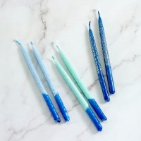 Additional picture of Chanukah Candles Premium Frosted Shades of Blue