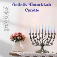 Additional picture of Chanukah Candles Executive Collection Dark Blue Light Blue White 45 Count 6"