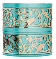 Additional picture of Yair Emanuel Folding Travel Candlesticks Aluminum Turquoise with Metal Cutout