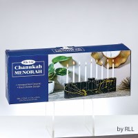 Additional picture of Candle Menorah Hand Painted Ceramic Hexagon Shape Design Black