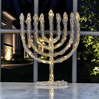 Additional picture of LED Twinkling Menorah Battery Operated Clear 8.75"