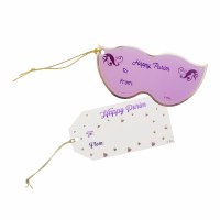 Additional picture of Purim Tags Purple and White 8 Pack