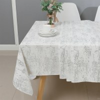 Additional picture of Velvet Tablecloth White and Silver Mosaic Print 70" x 180"