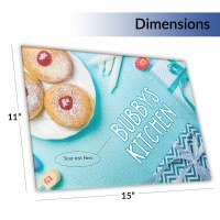 Additional picture of Personalized Glass Chanukah Menorah Tray Doughnuts Design 15" x 11"