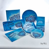 Additional picture of Chanukah Tray Menorah Design Tempered Glass