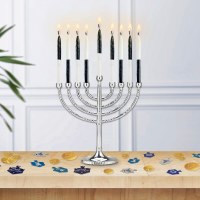 Additional picture of Frosted Chanukah Candles Black White 24 Count Box