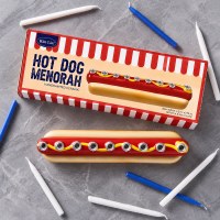 Additional picture of Candle Menorah Hand Painted Ceramic Hot Dog Design