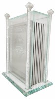 Additional picture of Crystal Bencher Holder Decorated with Crushed Glass Filled Stems with 8 Hebrew Silver Bentchers [Paperback]