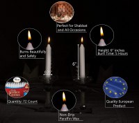 Additional picture of European Shabbos Candles 5 Hour Burn Time 72 Pack