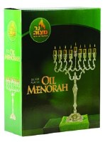 Additional picture of Oil Menorah Silver Plated Traditional Design Extra Large
