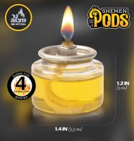 Additional picture of Prefilled 100% Olive Oil Shemen Pods Glass Cup Candles with Cotton Wick 4 Hour Burntime 24 Count