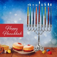 Additional picture of Beeswax Chanukah Candles Bold Colors 45 Count
