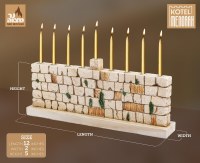 Additional picture of Resin Candle Menorah Strip Rectangle Shape Kotel Design 12"