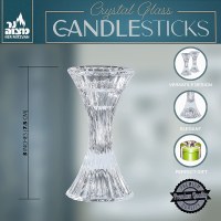 Additional picture of Crystal Candlesticks 5" Pinched Fluted Cylinder