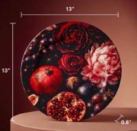 Additional picture of Plastic Charger Plates Velvet Orchard Design Maroon 13" 4 Pack