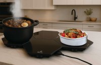 Additional picture of SHABBOS-HOT® Modular Expandable Glass Warming Tray 4 Piece Black