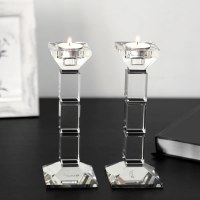 Additional picture of Crystal Candlesticks Square Design Black Accent 7.8"