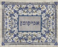 Additional picture of Yair Emanuel Full Embroidered Matzah Cover and Afikoman Bag Set - Oriental Blue